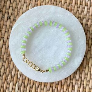 Pastel Green and Purple Beaded Bracelet